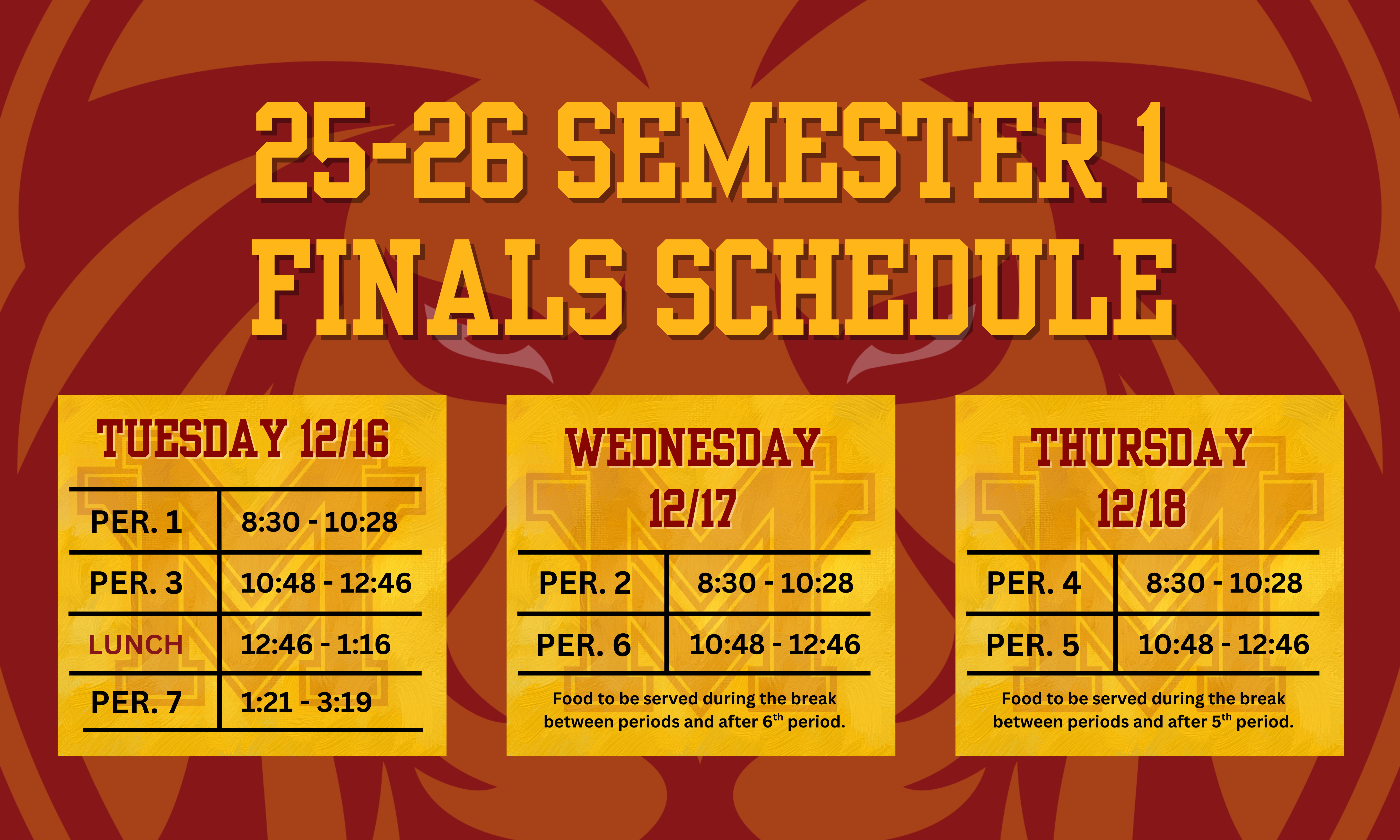 Finals Schedule