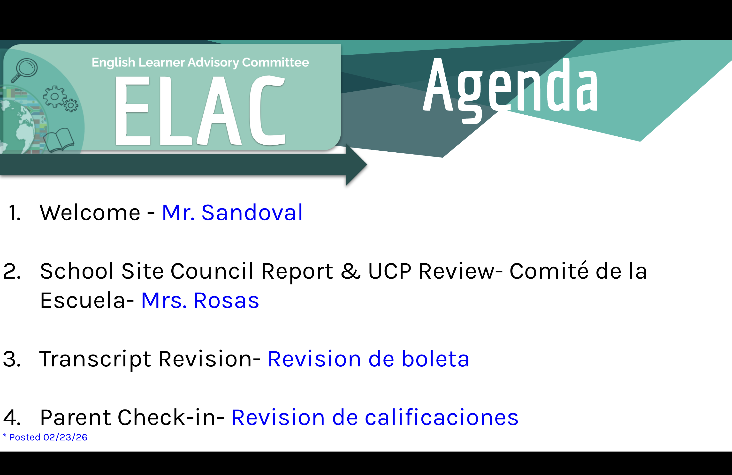 ELAC Meeting Agenda