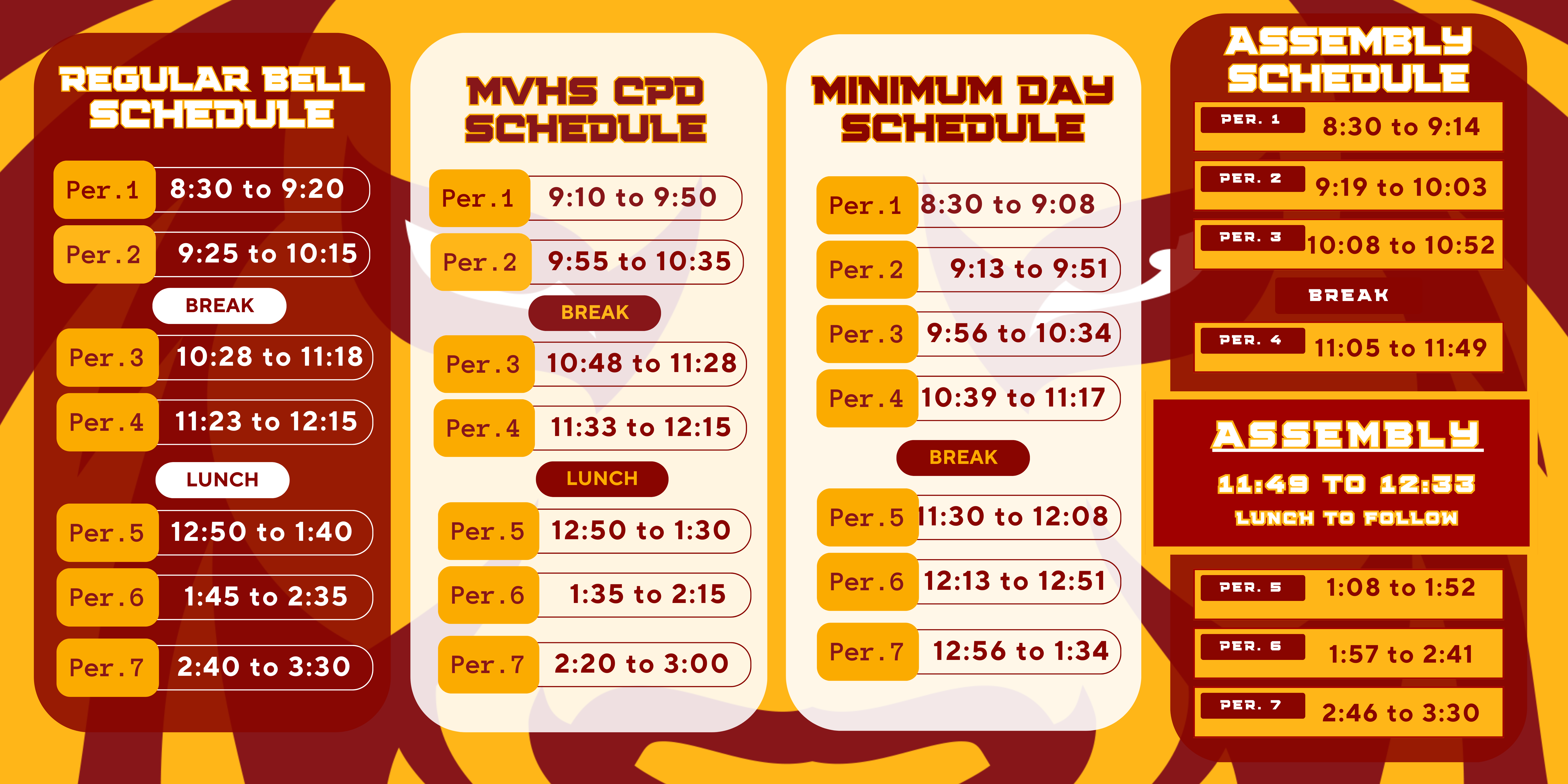 Monte Vista High School Bell Schedules