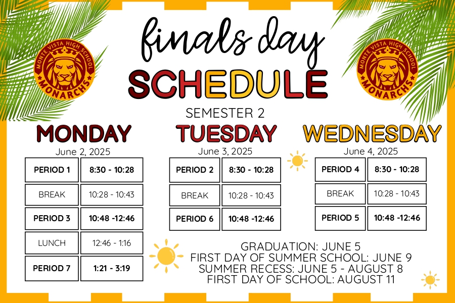 Finals schedule