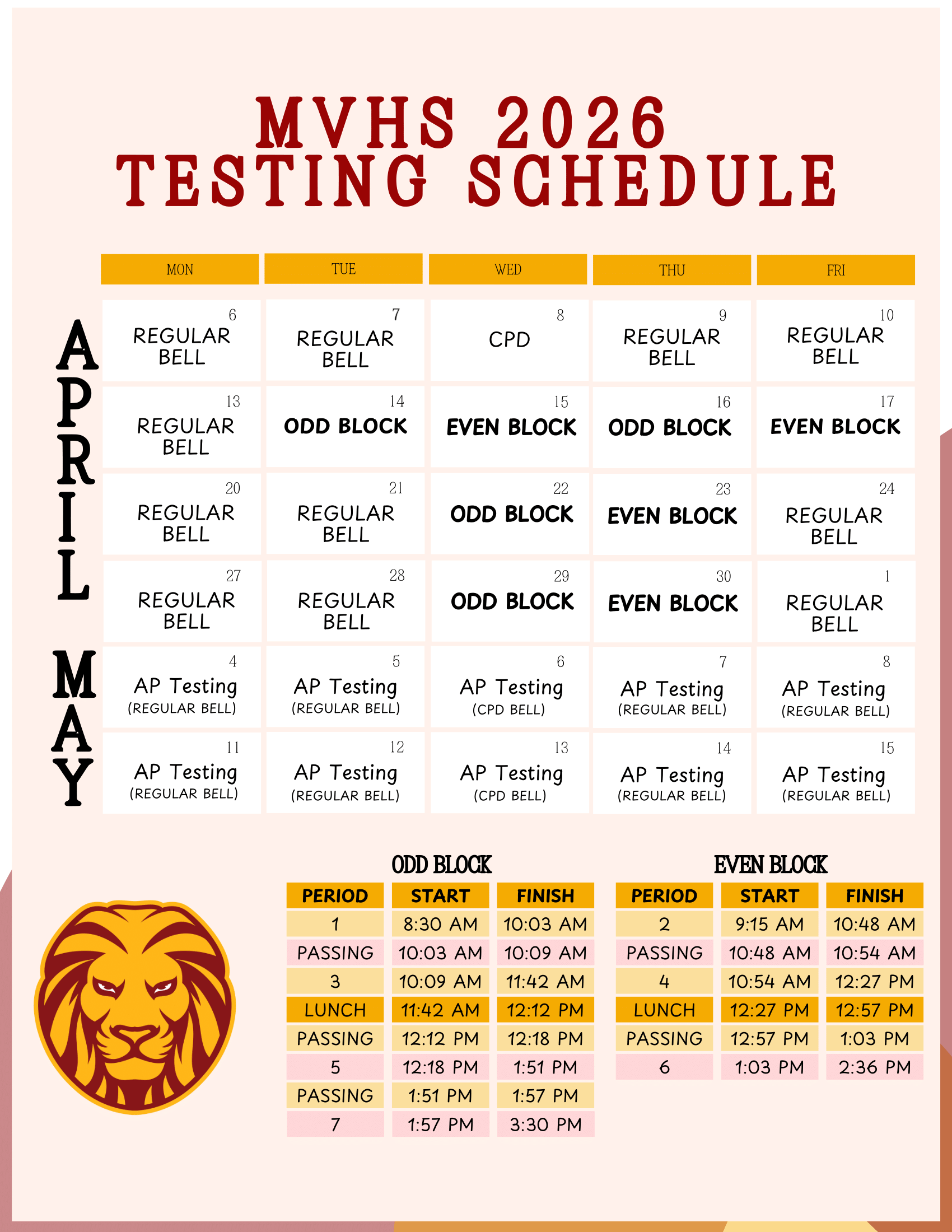 Testing Schedule